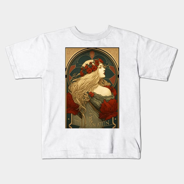 Medieval Beauty Kids T-Shirt by ArtNouveauChic